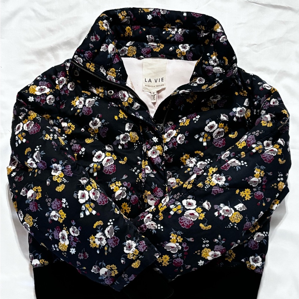 La Vie Floral Blue Bomber Jacket